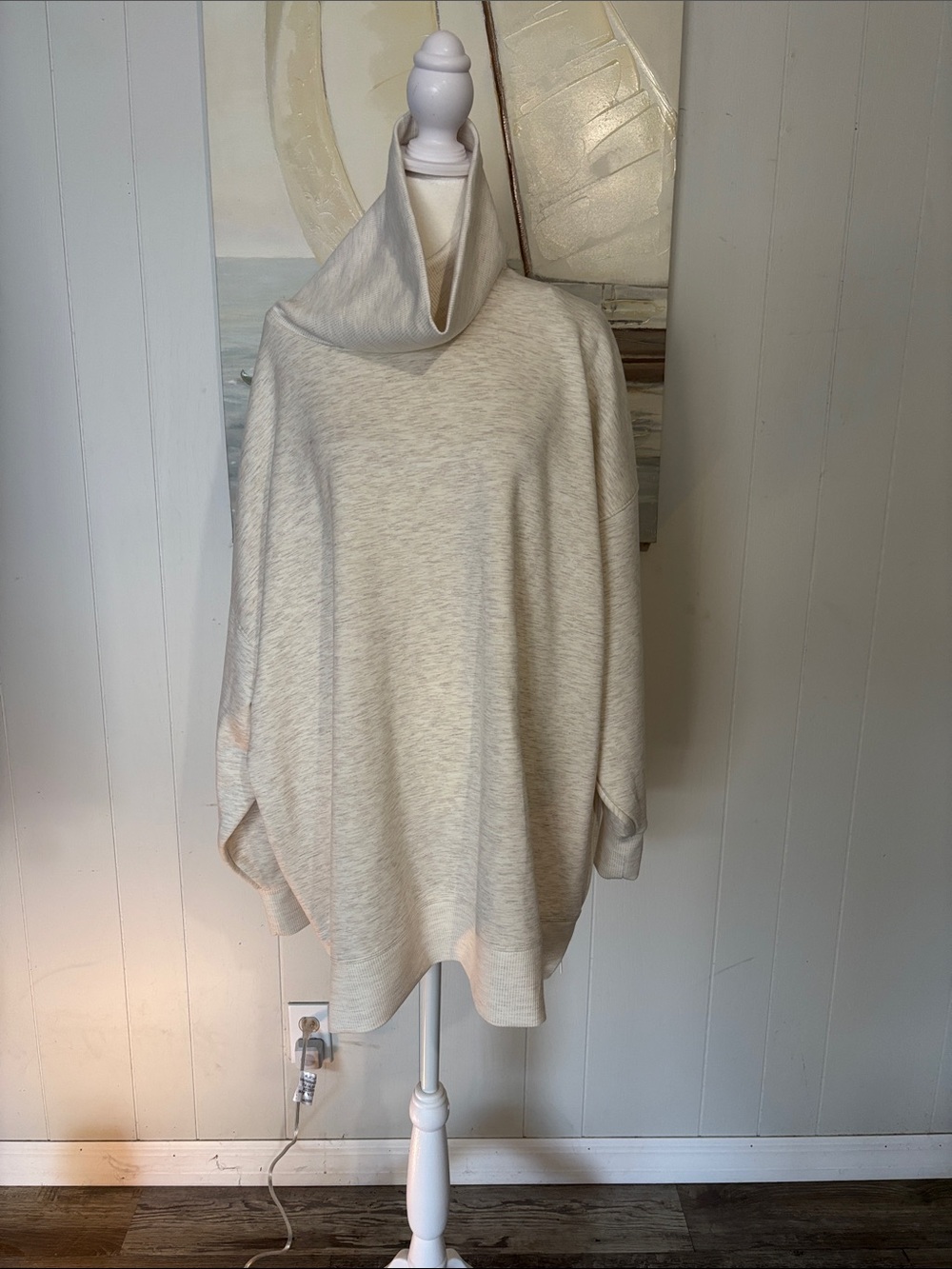 all in motion Cream Funnel Neck Poncho-Style Sweater